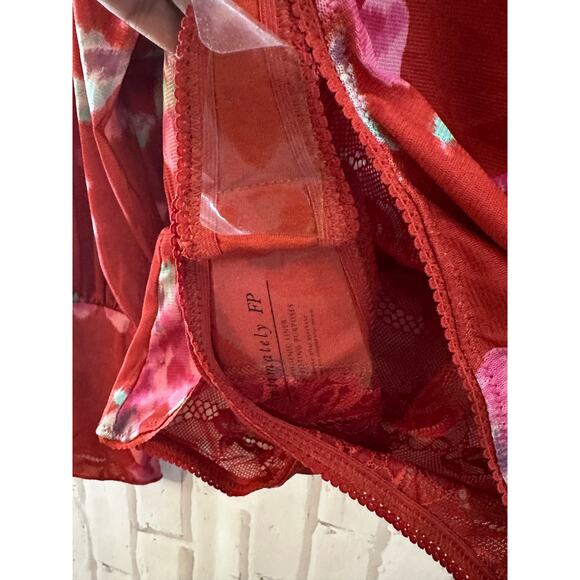 NWT Free People Intimately Red Floral Bodysuit Sz S - Picture 7 of 12